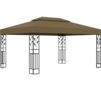 Cenador con doble techo gris taupe 3x4m 180 g/m²