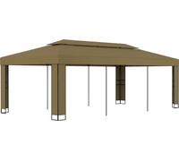 Cenador con doble techo gris taupe 3x6 m 180 g/m²