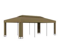 Cenador Con Doble Techo Gris Taupe 3x6 M 180 G/m² Vidaxl