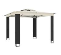Cenador Con Doble Techo Tela Crema 2,94x2,94 M Vidaxl