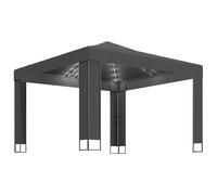 Cenador con doble techo y tira de luces LED antracita 3x3 m