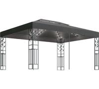 Cenador con doble techo y tira de luces LED antracita 3x4 m