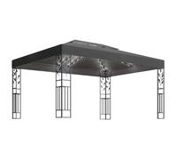 Cenador Con Doble Techo Y Tira De Luces Led Antracita 3x4 M Vidaxl