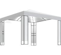 Cenador con doble techo y tira de luces LED blanco 3x3 m