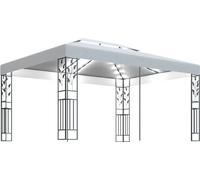 Cenador con doble techo y tira de luces LED blanco 3x4 m