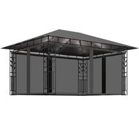 Cenador con mosquitera tira luz LED antracita 4x3x2,73m 180g/m²