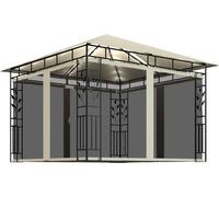 Cenador con mosquitera y tira de luces LED crema 3x3x2,73m