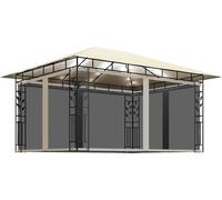 Cenador con mosquitera y tira luz LED crema 4x3x2,73m 180 g/m²