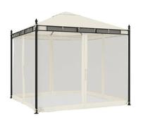 vidaXL Cenador con paredes de malla acero crema 2,93x2,93 m
