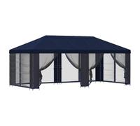 Cenador con paredes laterales de malla, 6 x 3 m, color azul | Poliéster Y Acero, Impermeable, Tejado Ventilado, Para Jardín Y Terraza