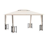 Cenador con paredes laterales y techos dobles color crema3x4 m