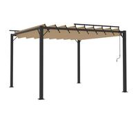 Cenador Con Techo De Lamas Tela Taupé Y Aluminio 3x3 M Vidaxl