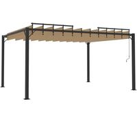 Cenador con techo de lamas tela taupé y aluminio 3x4 m