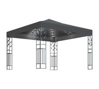 Cenador con tira de luces LED 3x3 m gris antracita