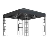 Cenador Con Tira De Luces Led 3x3 M Gris Antracita Vidaxl