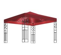 Cenador Con Tira De Luces Led 3x3 M Rojo Tinto Vidaxl