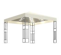Cenador Con Tira De Luces Led 3x3 M Tela Color Crema Vidaxl