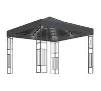 Cenador Con Tira De Luces Led 3x3 M Tela Gris Antracita Vidaxl