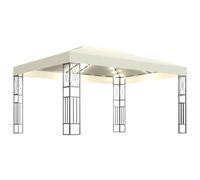 Cenador con tira de luces LED 3x4 m tela color crema
