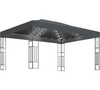 Cenador con tira de luces LED 3x4 m tela gris antracita