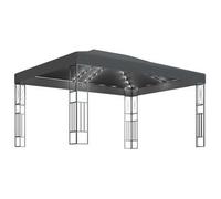 Cenador Con Tira De Luces Led 3x4 M Tela Gris Antracita Vidaxl