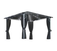 Cenador Cortina Y Tira De Lz Led Aluminio Antracita 300x300 Cm Vidaxl