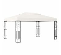 Cenador de 3 x 4 m, tela de poliéster, marco de acero, color crema | Techo ventilado, elementos decorativos cruzados, fácil montaje, estructura de acero resistente, multiusos