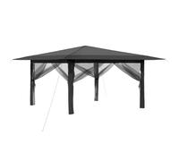 Cenador de 4 x 4 m con paredes laterales, gris claro y antracita, marco de | 210D Oxford Polyester, Silver Coating, Water-Repellent, UV, Adjustable Height, Wheeled Bag, Wind Ropes, Ground