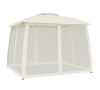 Cenador De Doble Techo Paredes De Malla Acero Crema 2,93x2,93 M Vidaxl