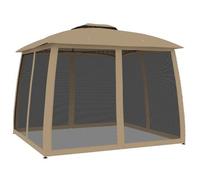 Cenador De Doble Techo Paredes De Malla Acero Taupe 2,93x2,93 M Vidaxl