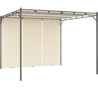 Cenador de jardín con cortina lateral color crema 3x3x2,25 m