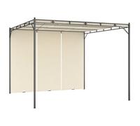 Cenador De Jardín Con Cortina Lateral Color Crema 3x3x2,25 M Vidaxl
