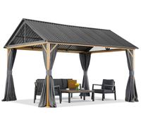 Cenador de jardín de aluminio Teramo con cortinas de 3x4,8 m Garden Point