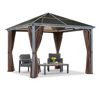 Cenador de jardín Milos 3x3m con cortinas marrones Garden Point
