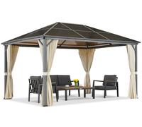 Cenador de jardín Milos 3x4m con cortinas color crema Garden Point