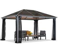 Cenador de jardín Milos 3x4m con mosquitera Garden Point gris