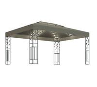 Cenador Doble Techo Y Tira De Luz Led Gris Taupe 3x4 M 180 G/m² Vidaxl