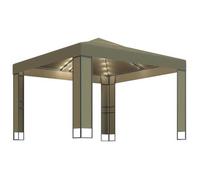 Cenador Doble Techo Y Tira Luz Led Gris Taupe 3x3x2,7m 180 G/m² Vidaxl