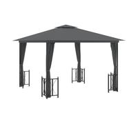 vidaXL Cenador exterior con paredes laterales y techos dobles 3x3 m Antracita