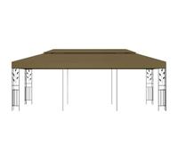 Cenador Gris Taupe 6x3 m 180 g/m² con Adornos Florales | Estructura acero, toldo poliéster PA, resistente agua y UV, ventilación integrada, esquinas reforzadas