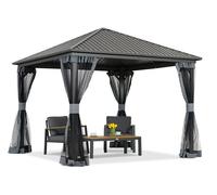 Cenador metálico Cerdeña 3x3 con mosquitera Garden Point antracita