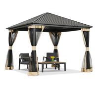 Cenador metálico Cerdeña 3x3 con mosquitera Garden Point beige
