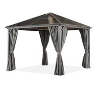 Cenador Milos 3x3m con cortinas Garden Point gris
