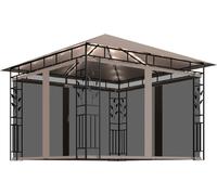 Cenador mosquitera y tira de luz LED taupé 3x3x2,73m 180 g/m²