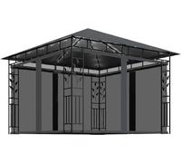 Cenador mosquitera y tira luz LED antracita 3x3x2,73m 180 g/m²