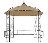 Cenador Redondo Gris Taupe 300x290 cm | Hierro Resistente, Techo de Poliéster, Dosel Ventilado, Ideal para Barbacoas y Fiestas
