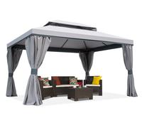 Cenador Valencia Garden Point 4x4 m gris con cortinas