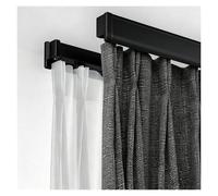 Cenefa opaca moderna de doble riel, tablero de cornisa de 104 pulgadas para dormitorio y sala de estar, elegante tratamiento de ventana, elegante diseño negro, bloqueo de luz y solución de privacidad