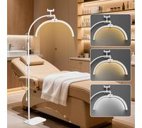 cenoz Lampara Para Extensiones De Pestañas, 55cm Plegable Lámpara Media Luna Manicura con Soporte, Lampara de Pie Led Para Salon, Teléfono, Tatuador, 3 Temperaturas de Color & 3000K-6500K, Blanco
