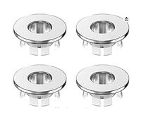 CENPEK 4 Paquetes de Cubierta de Anillo de Desbordamiento para Fregadero, Cubierta de Orificio para Fregadero de Baño, Inserto de Orificio Redondo, Repuestos para Cocina de Baño (Plata)